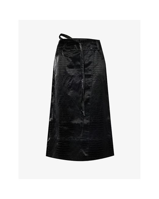 Embossed leather midi skirt top