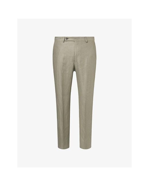 Corneliani Gray Elasticated-Waist Linen Trousers for men
