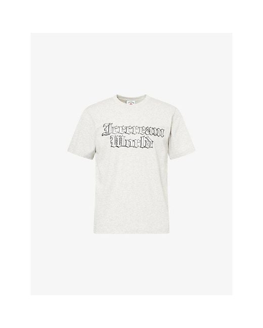 ICECREAM White World Crewneck Cotton-Jersey T-Shirt for men