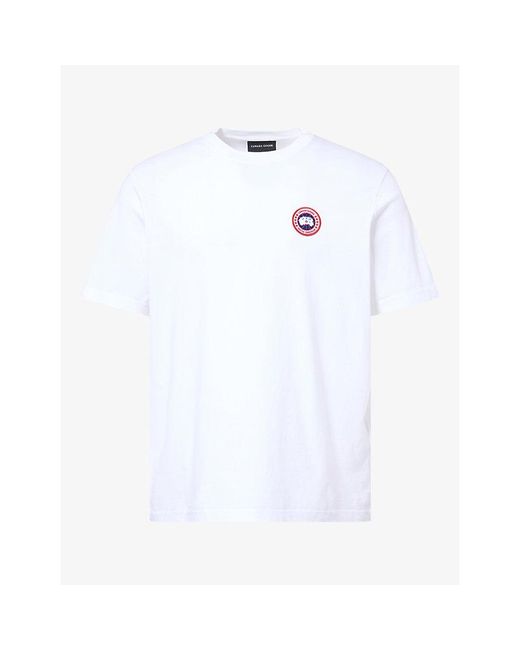Canada Goose White Ocra Brand-Badge Cotton T-Shirt for men
