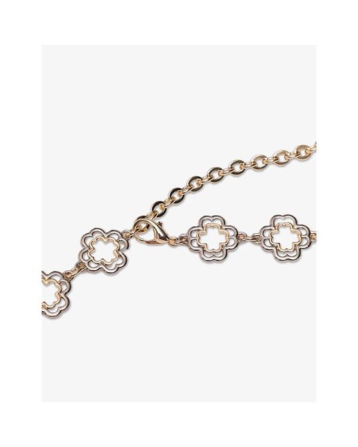 Maje White Two-Tone Clover Chain Belt