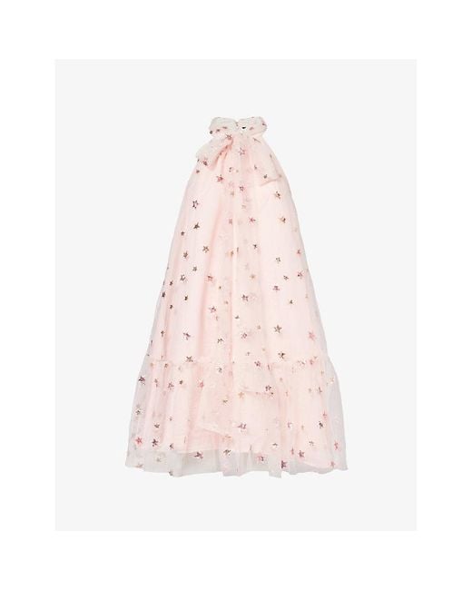 Sister Jane Pink Layla Star Sequin-embellished Tulle Mini Dres