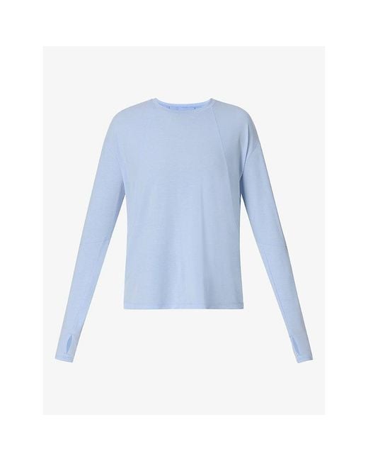 Sweaty Betty Blue Soft Flow Studio Longline Long Sleeve Top