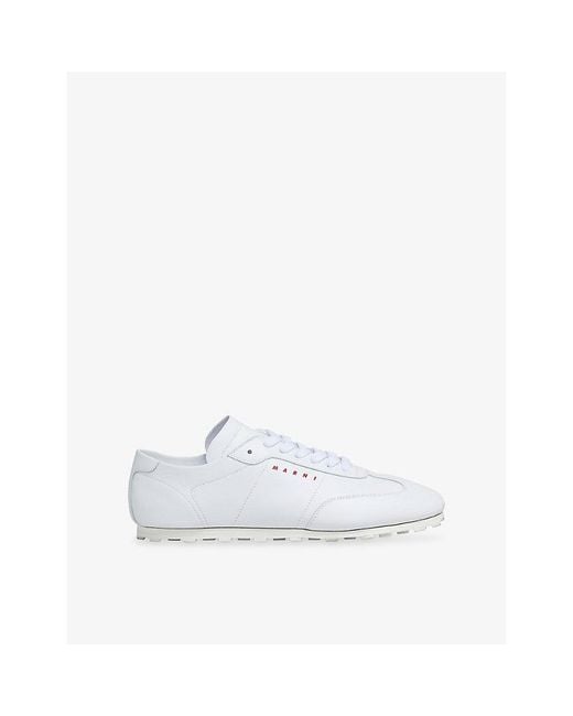 Marni White Softy Soccer Leather Low-Top Trainers