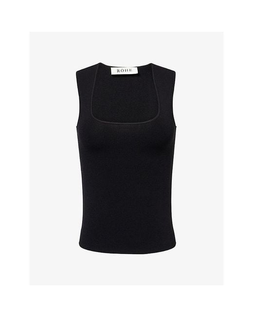 RÓHE Frames Black Square-Neck Bustier Knitted Top