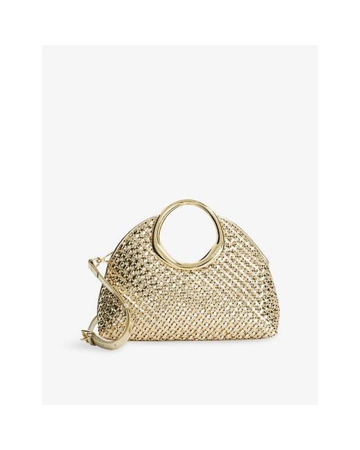 Dune Natural Earning Metallic Faux-Leather Clutch Bag