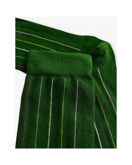 Ted Baker Green Sokkthr Stripe-embroidered Stretch-cotton Socks for men