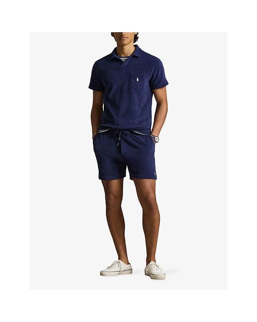 Polo Ralph Lauren Blue Logo-Embroidered Terry-Textured Cotton-Blend Shorts for men