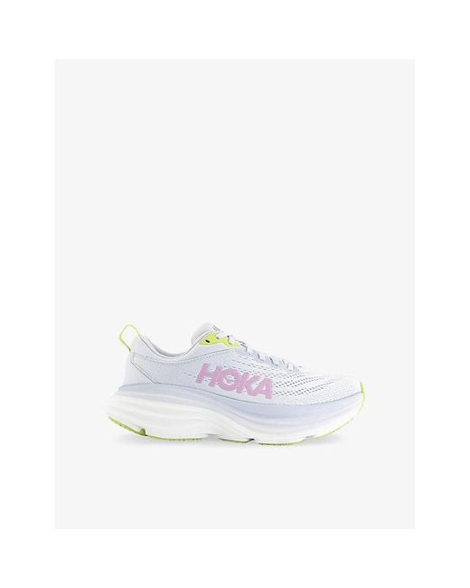 Hoka One One White Bondi 8 Mixed-Material Trainers