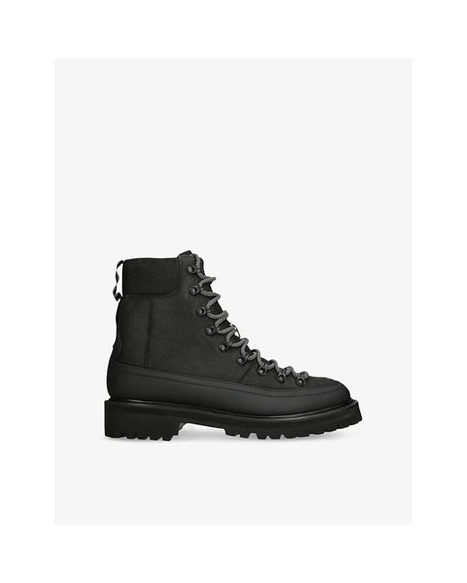 GRENSON Black Brady Flat Suede Ankle Boots for men