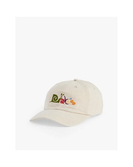Drake's White Snail-Logo Embroidered Cotton-Twill Baseball Cap for men