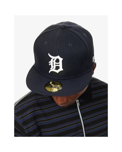 KTZ Blue 59Fifty Detroit Tigers Authentic On Field Home Woven Baseball Cap for men
