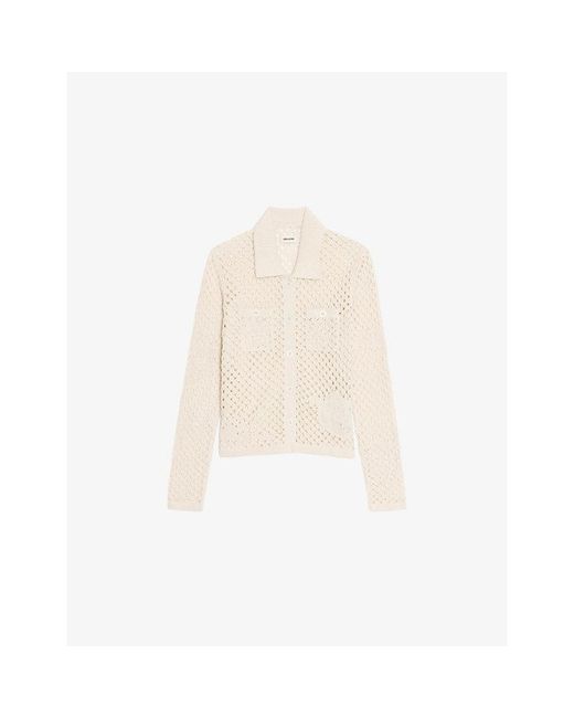 Zadig & Voltaire White Voltyz Crochet Linen And Cotton Cardigan