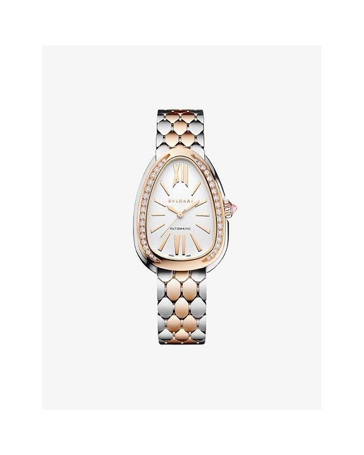 BVLGARI Metallic Serpenti Seduttori 18Ct, Diamond And Stainless-Steel Automatic Watch 34Mm