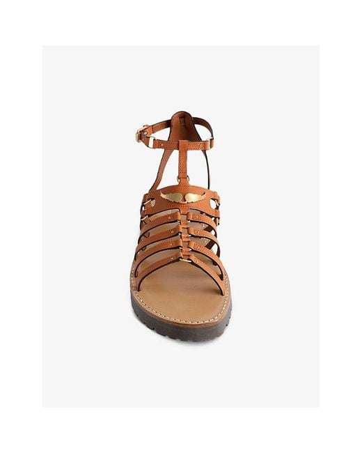 Zadig & Voltaire Brown Joe Stud-embellished Leather Sandals