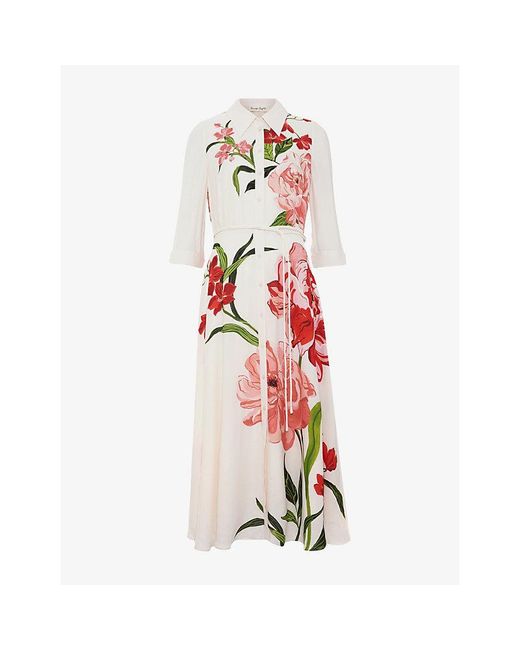 Phase Eight Red Annabella Petite Floral-Print Woven Dress