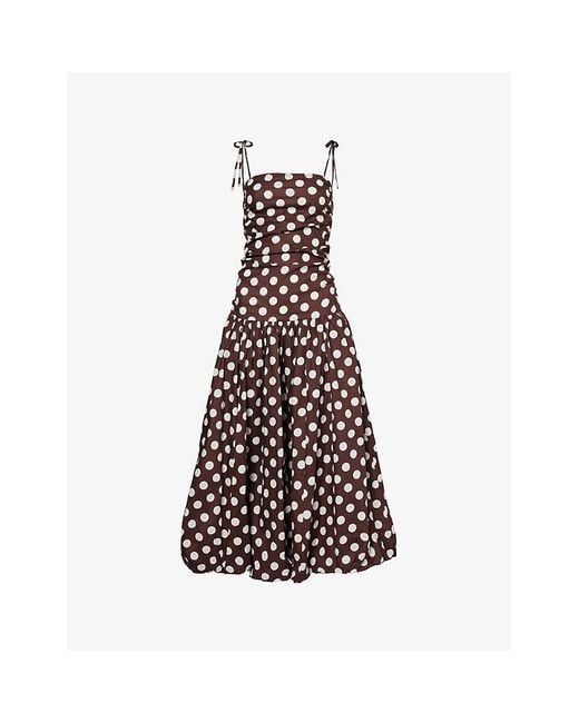 Amy Lynn White Alexa Polka-Dot Cotton-Poplin Midi Dress