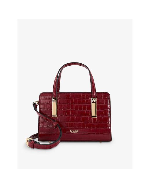 Dune Red Dinkydenbeigh Small Croc-embossed Faux-leather Tote Bag