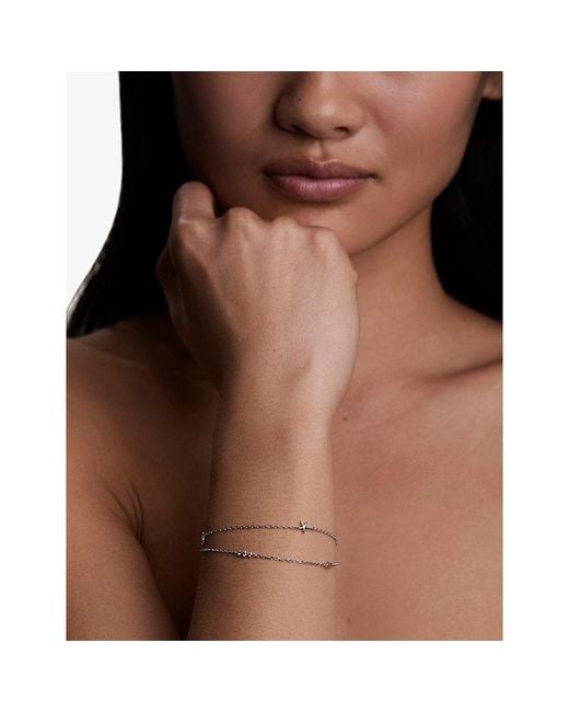 Astrid & Miyu White Starfish Double Chain-Plated Sterling- And Cubic Zirconia Bracelet