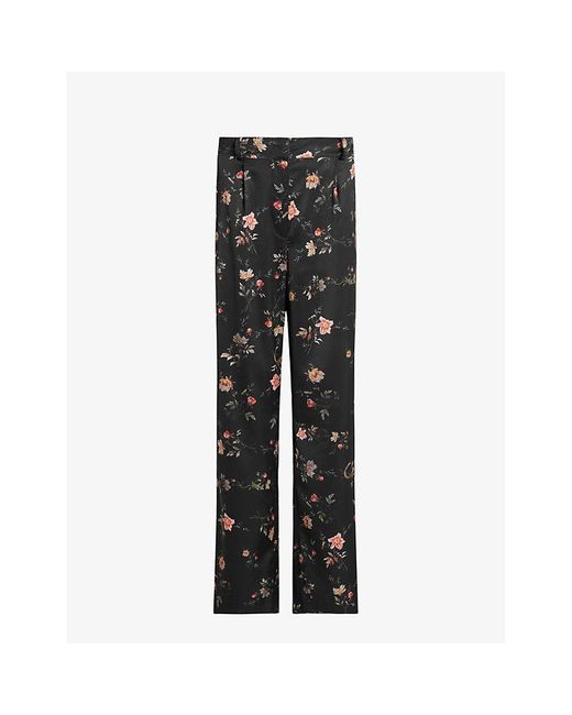 AllSaints Gray Louisa Tana Graphic-print Stretch Recycled-polyester Trousers