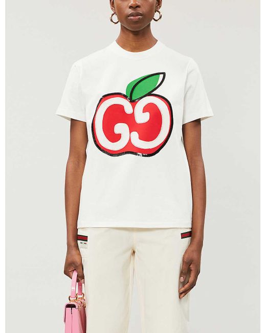 Gucci Pink T-shirt With GG Apple Print