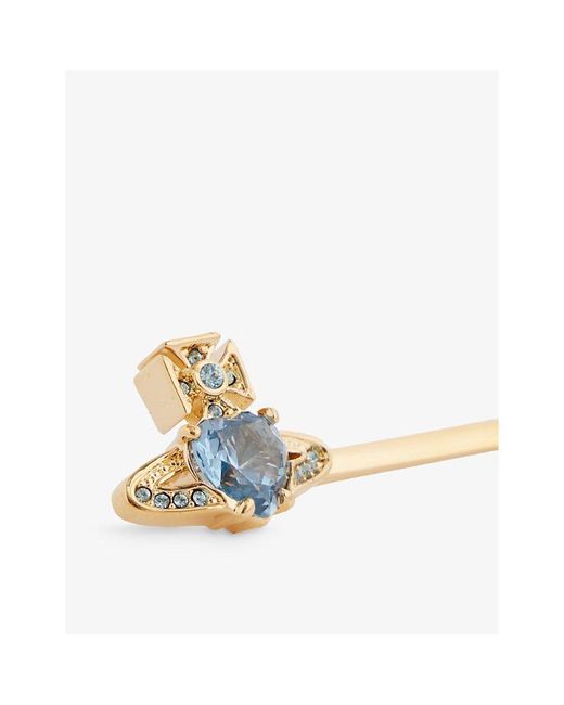 Vivienne Westwood White Ariella Brass And Opal Orb Bobby Pin