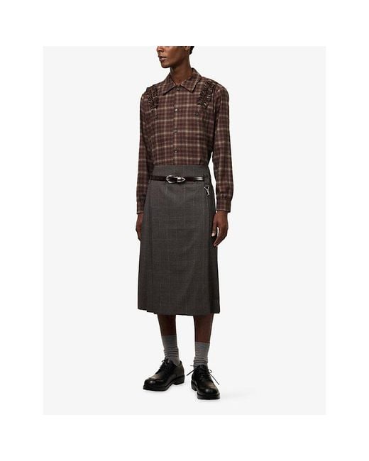 Simone Rocha Gray Tailored Checked Wool-Blend Kilt for men