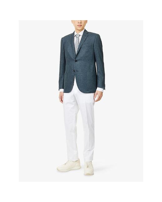 Corneliani Blue Academy Notched-Collar Wool-Cashmere Blend Jacket for men