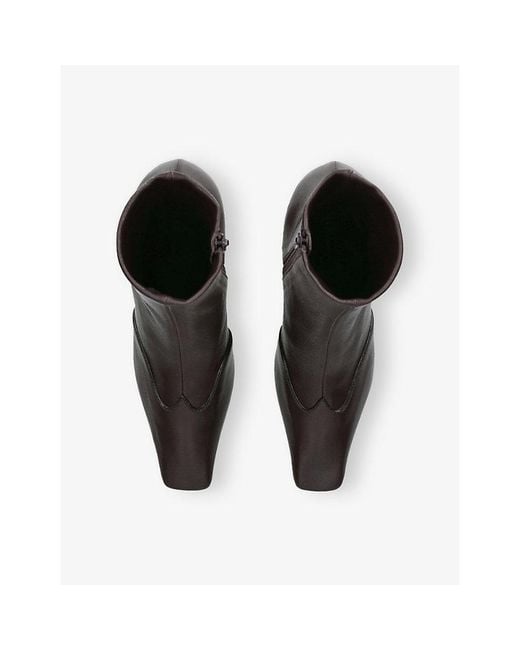 Khaite Brown Nevada 85 Leather Ankle Boots