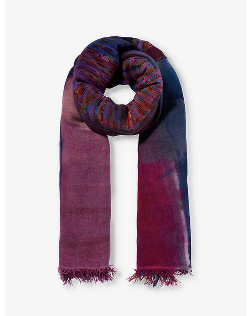 Dianora Salviati Purple Graphic-pattern Large Cashmere And Silk-blend Scarf