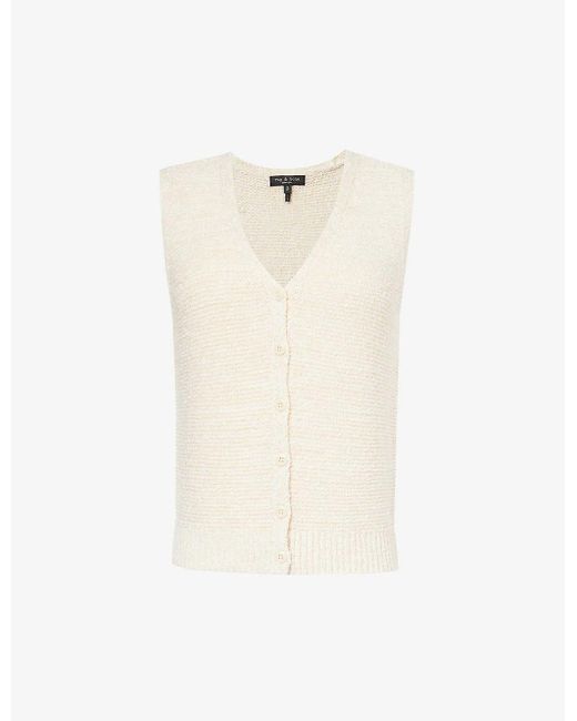 Rag & Bone White Jackie V-neck Cotton-blend Vest