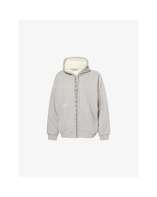 Acne Gray Internal-Fleece Relaxed-Fit Cotton-Blend Hoodie