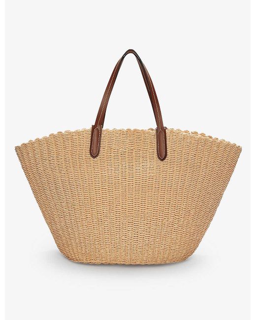 The White Company Natural Leather-trim Straw Tote Bag