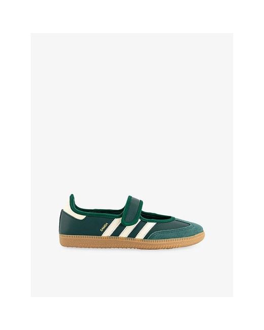 Adidas Green Samba Leather Mary Jane Shoes