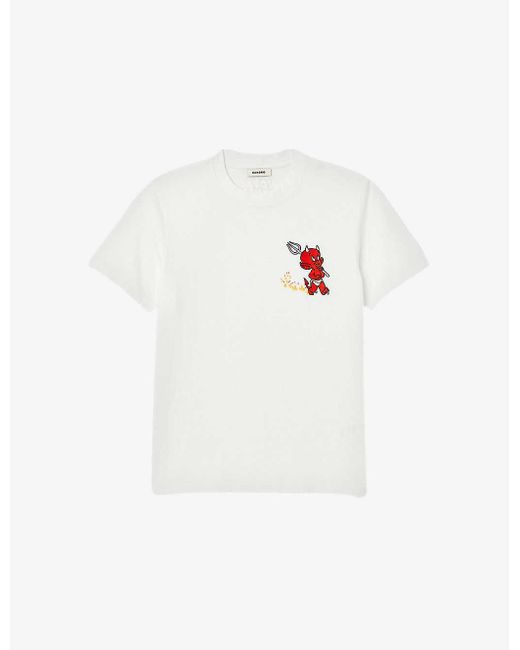 Sandro Hot Stuff Graphic-print Cotton T-shirt in White for Men | Lyst