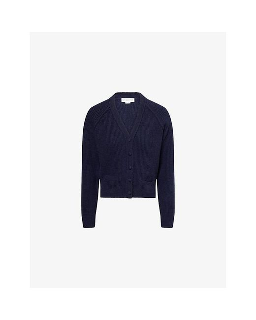 Victoria Beckham Blue V-Neck Knitted Wool And Cashmere Cardigan