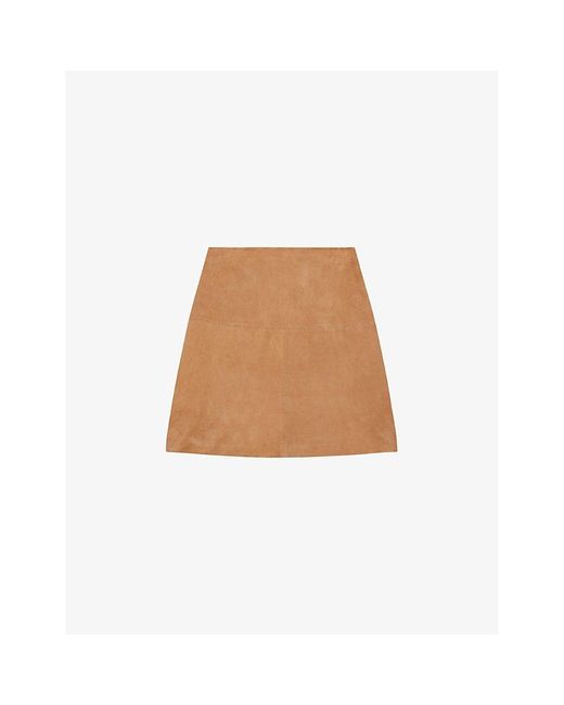 Ted Baker Natural Chiyo High-rise A-line Suede Mini Skirt