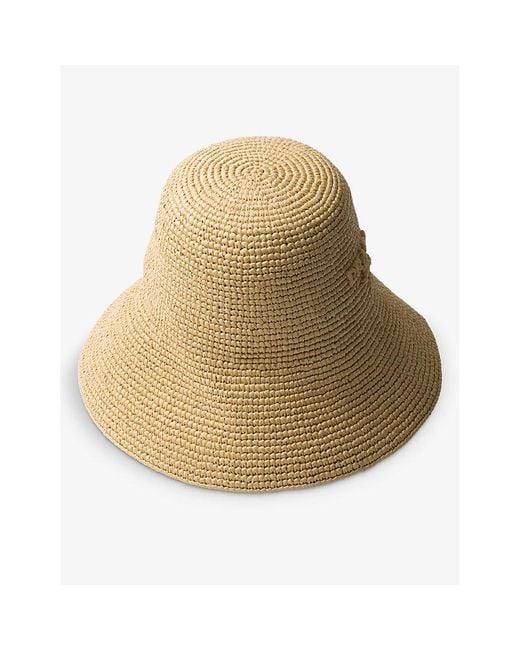 Prada Natural Brand-embroidered Woven Bucket Hat