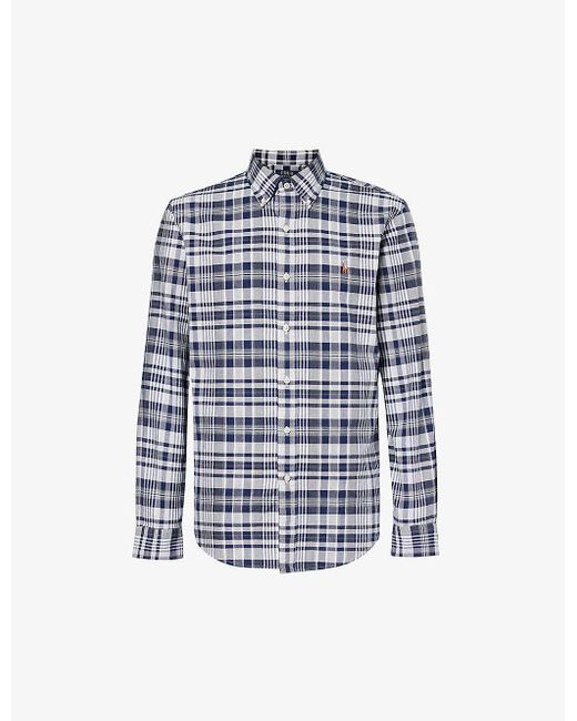 Polo Ralph Lauren Blue Check-pattern Custom-fit Cotton Shirt X for men