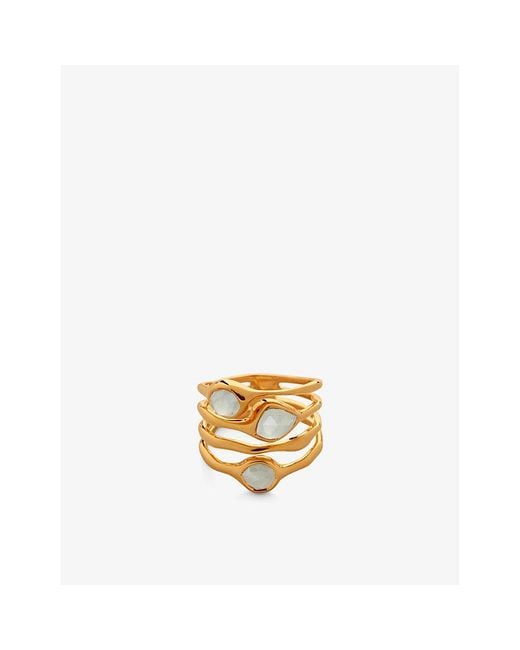 Monica Vinader Metallic Mv Siren Cluster Stacked 18Ct-Plated Vermeil And Aquamarine Cocktail Ring