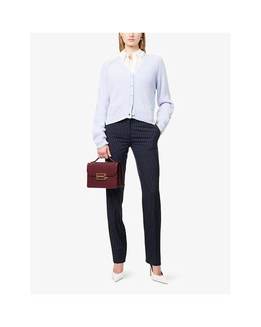 Victoria Beckham Blue V-Neck Knitted Wool And Cashmere Cardigan