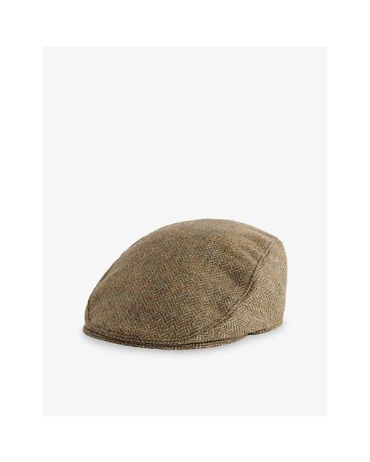 Dents Brown Manorbrook Herringbone Tweed Cap for men