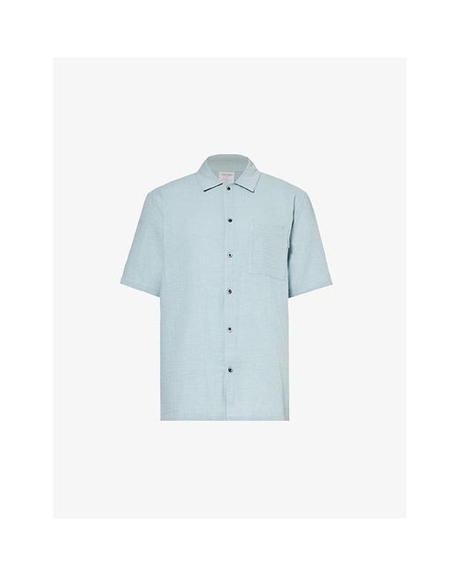 Calvin Klein Blue Aro Relaxed-fit Short-sleeved Cotton Pyjama Shirt for men