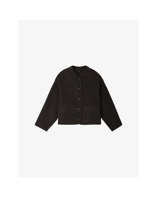 Soeur Black Olympe High-Collar Virgin-Wool Jacket