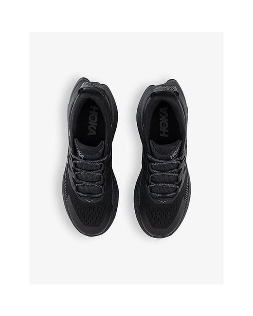 Hoka One One Black Skyline-float X Breathable Woven Mid-top Platform Trainers for men