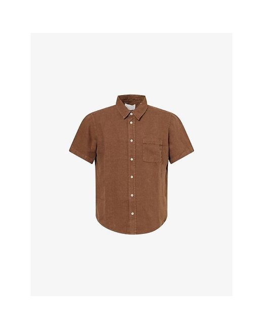 Citizens of Humanity Brown Cairo Short-Sleeve Linen Shirt for men