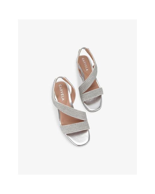 Carvela Kurt Geiger White Gala 70 Jewel-Embellished Rope-Effect Wedge-Heeled Woven Sandals