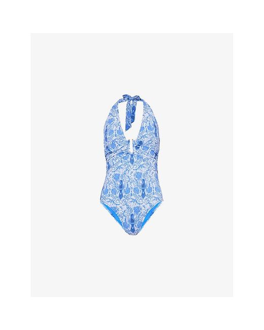 Heidi Klein Blue Lake Como U-bar Recycled Polyamide-blend Swimsuit