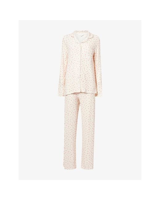 THE NAP CO Natural Printed Ribbed Long-Sleeve Modal-Jersey Pyjama Set