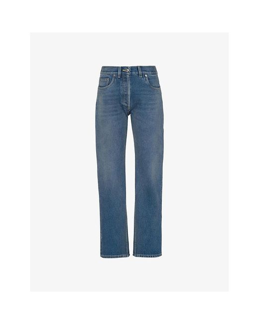 Prada Blue Five-pocket High-rise Straight-leg Jeans